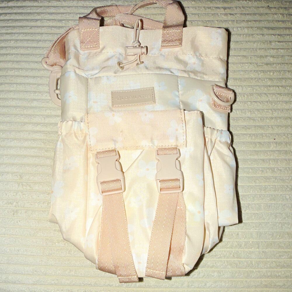 Blogilates Floral Small Crossbody Bag Top Handle Drawstring Buckle Pockets